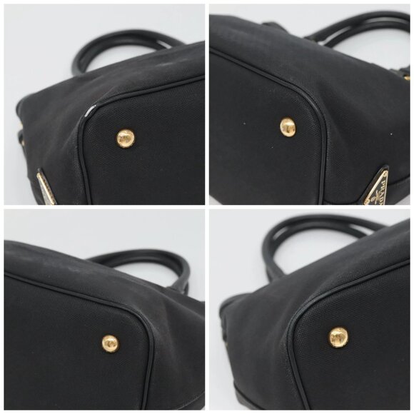 PRADA Hand Bag Canvas 2way Black Gold Auth - Picture 16 of 16